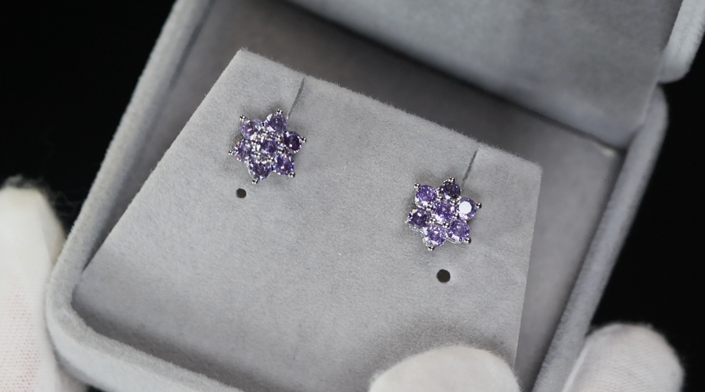 Purple Diamond Ear Studs