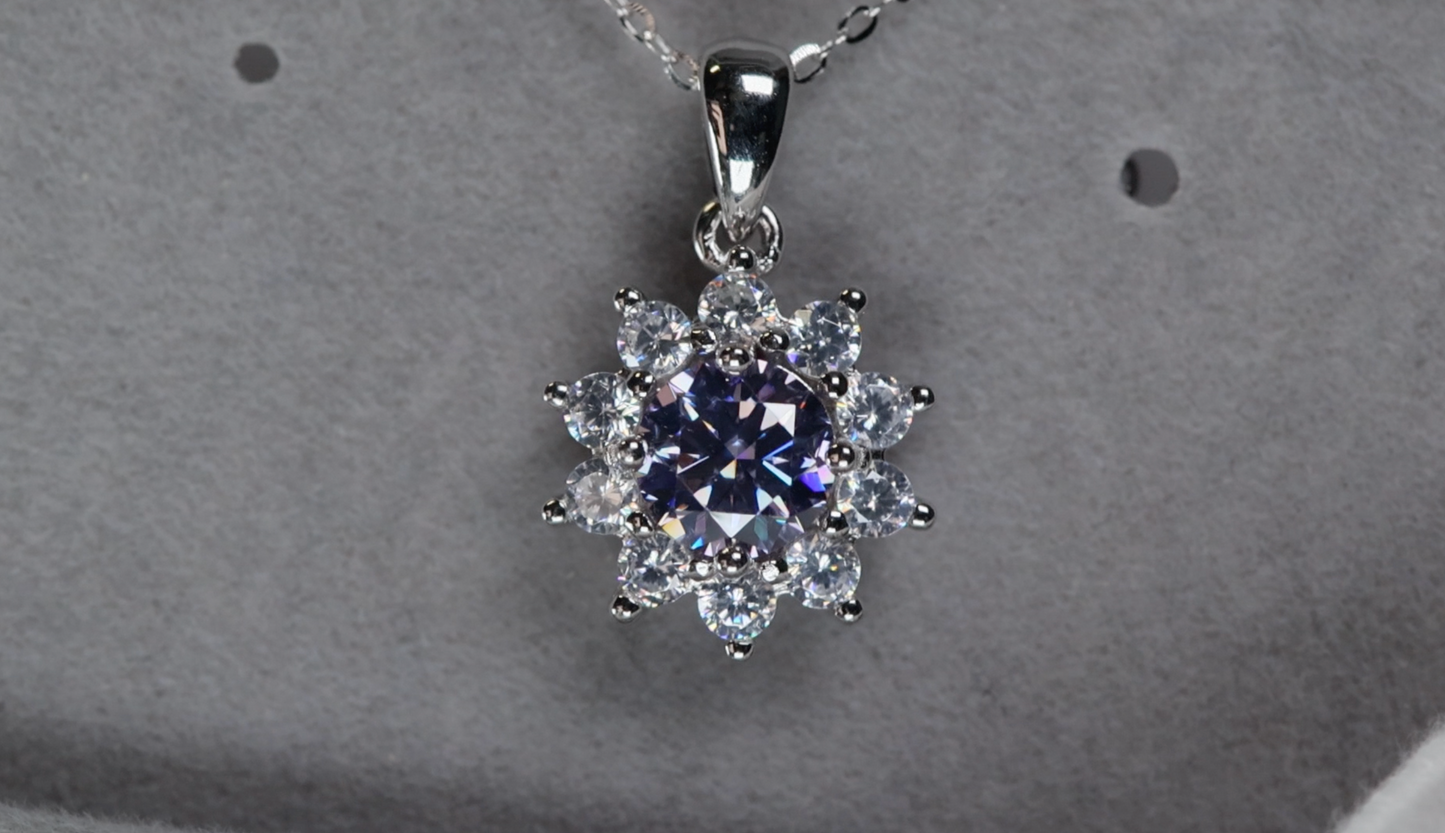 Purple Moissanite Diamond Pendant