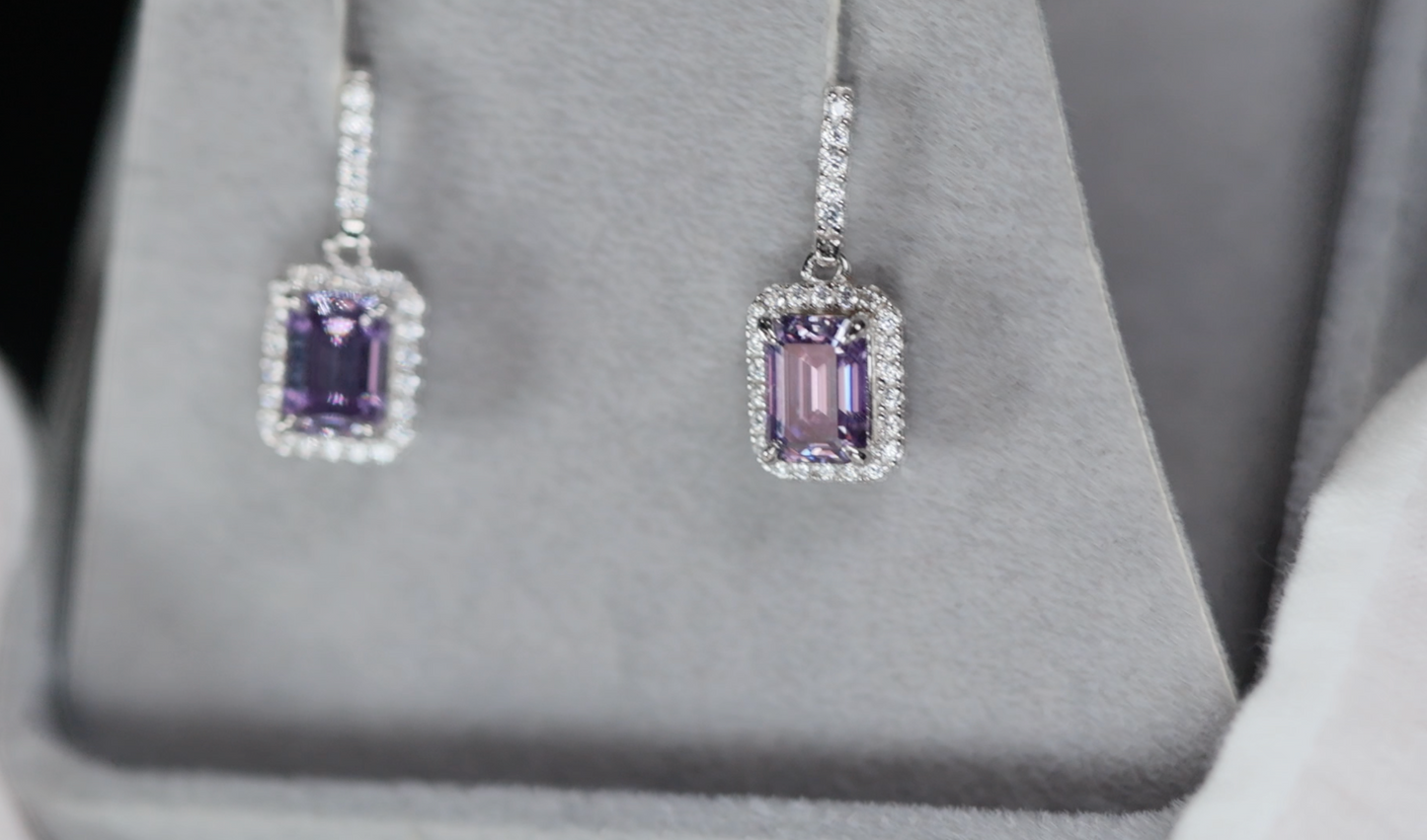 Purple Moissanite Earrings