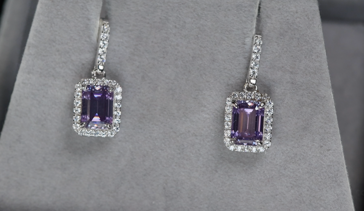 Purple Moissanite Earrings