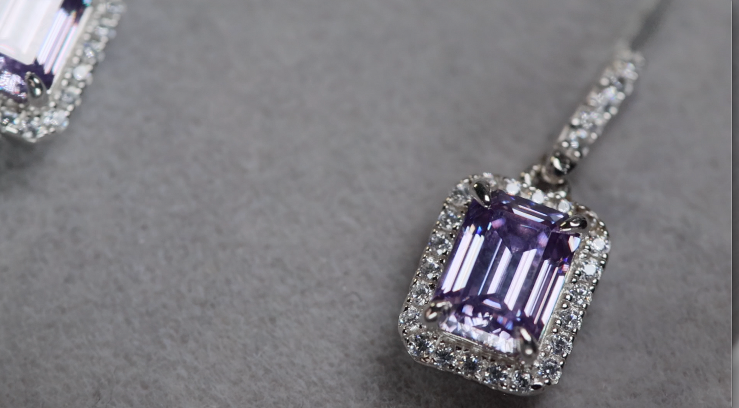 Purple Moissanite Diamond Earrings | Purple Moissanite Earrings