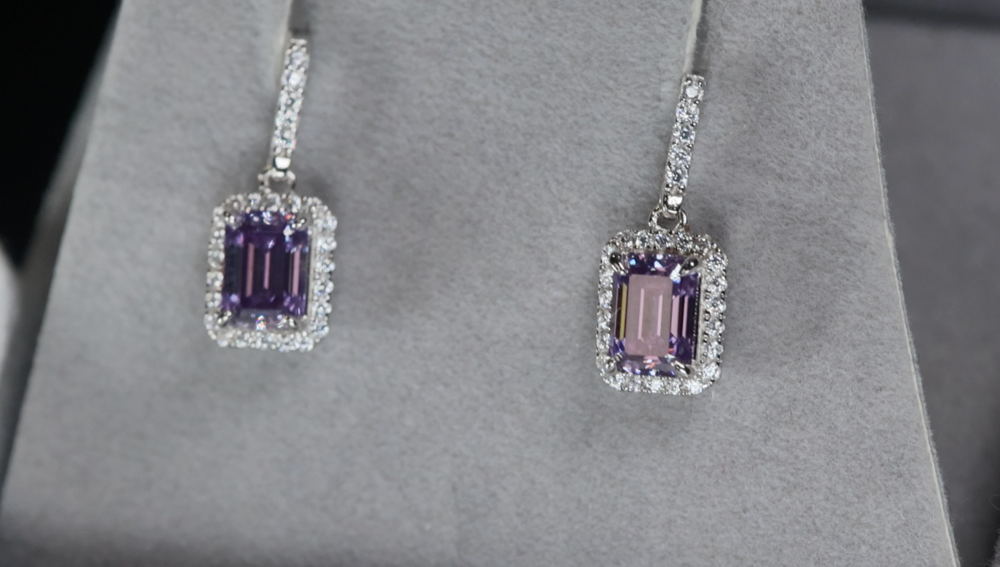 Purple Moissanite Earrings