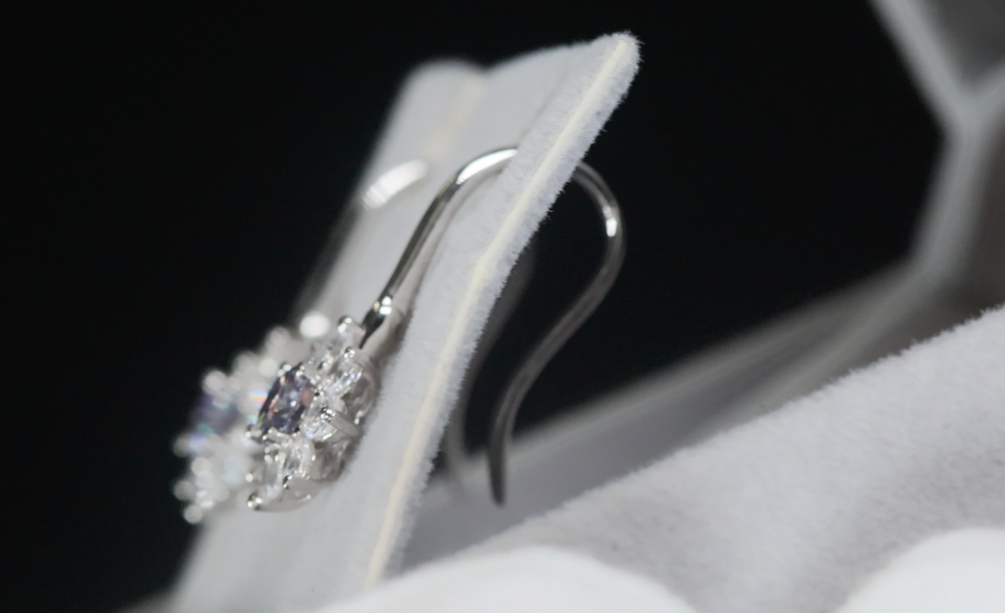 Purple Moissanite Diamond Earrings