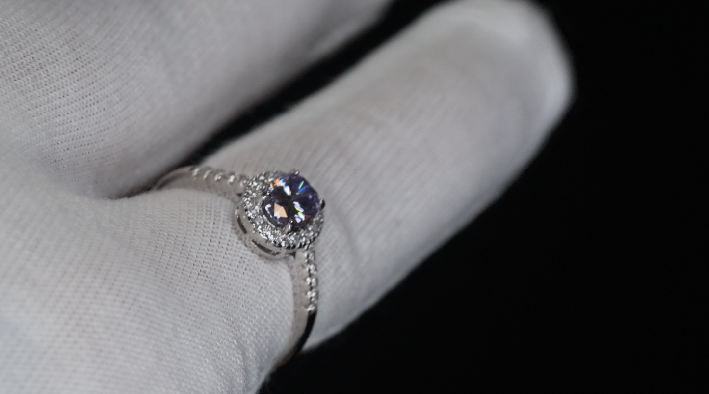 Purple Moissanite Ring