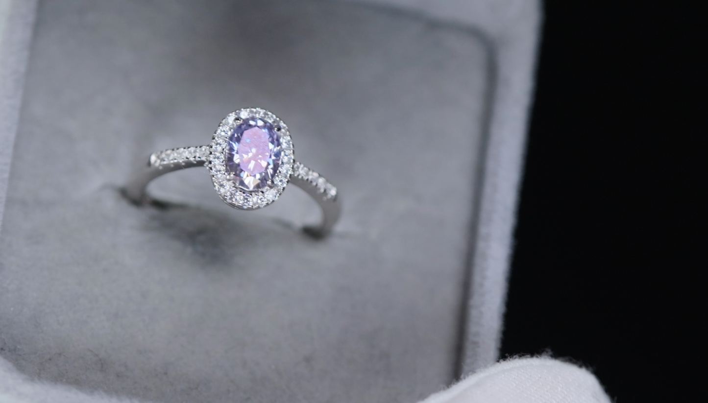 Purple Moissanite Ring