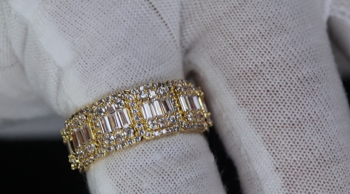 Mens Gold Eternity Ring | Gold Baguette Diamond Ring | Mens Gold Wedding Ring
