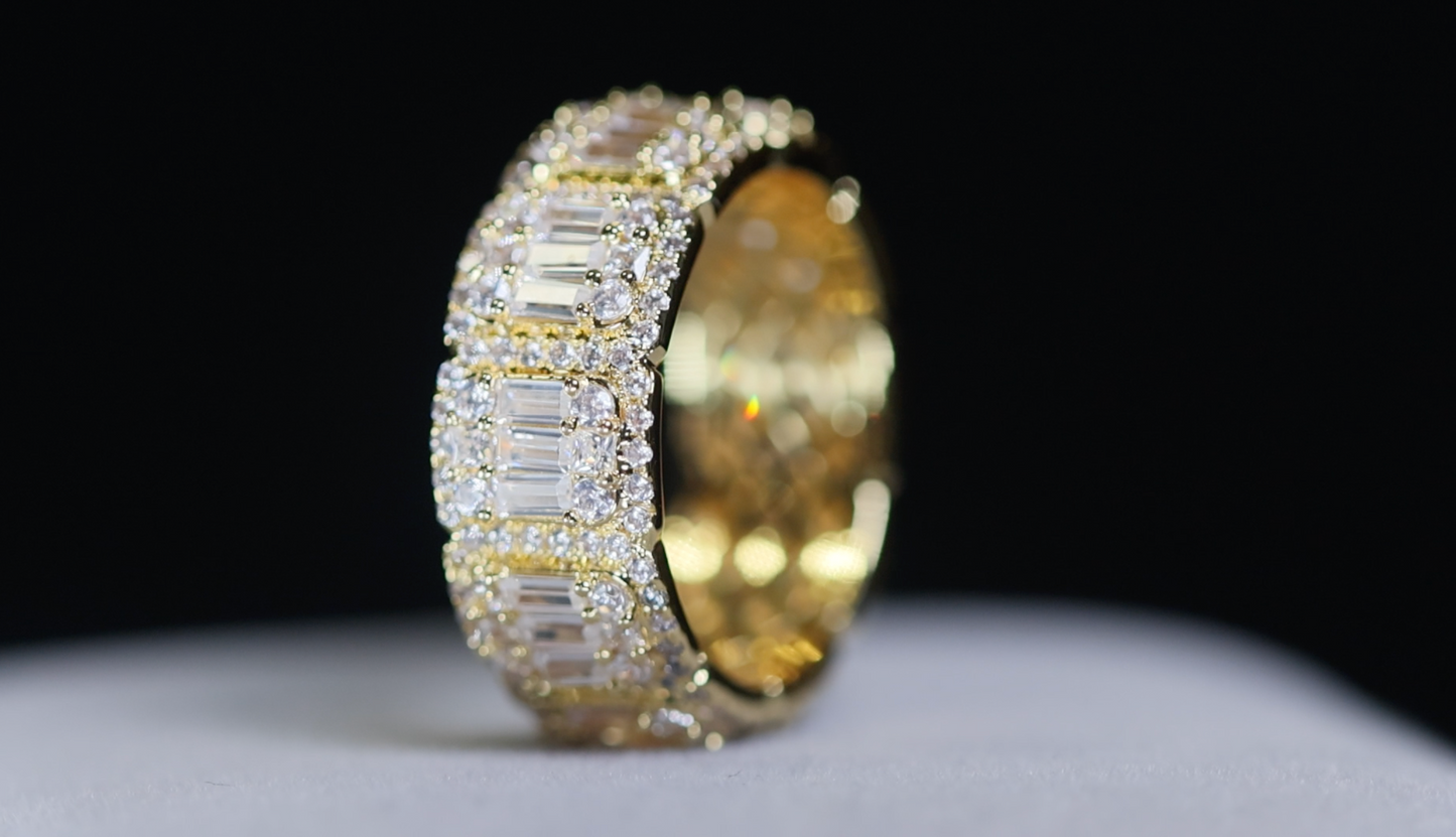 Mens Gold Eternity Ring | Gold Baguette Diamond Ring | Mens Gold Wedding Ring