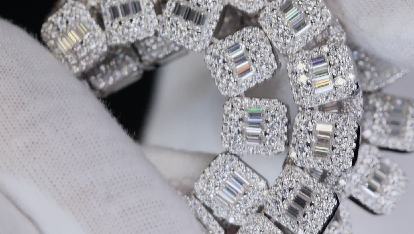 Moissanite Baguette Chain | Moissanite Iced Out Chain | Moissanite Chain