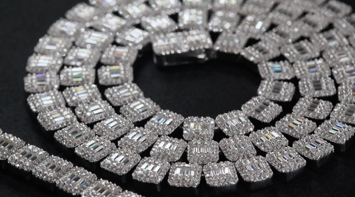 Moissanite Baguette Chain | Moissanite Iced Out Chain | Moissanite Chain