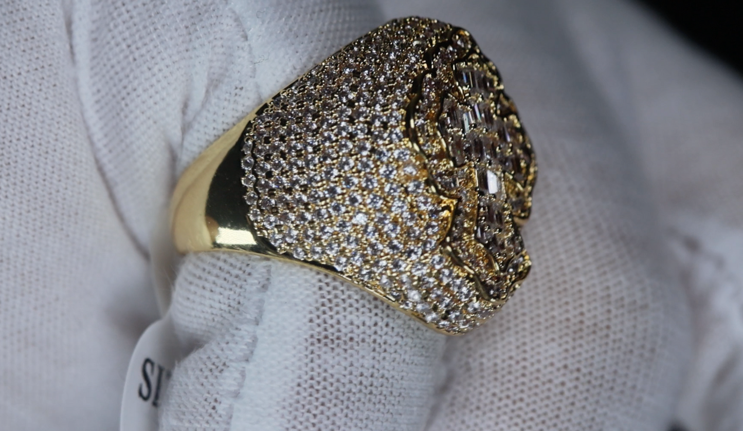 Gold Diamond Cross Ring