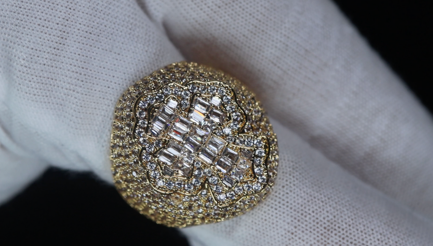 Gold Diamond Cross Ring