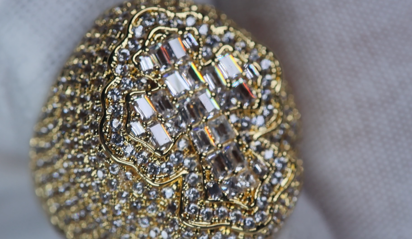Gold Diamond Cross Ring