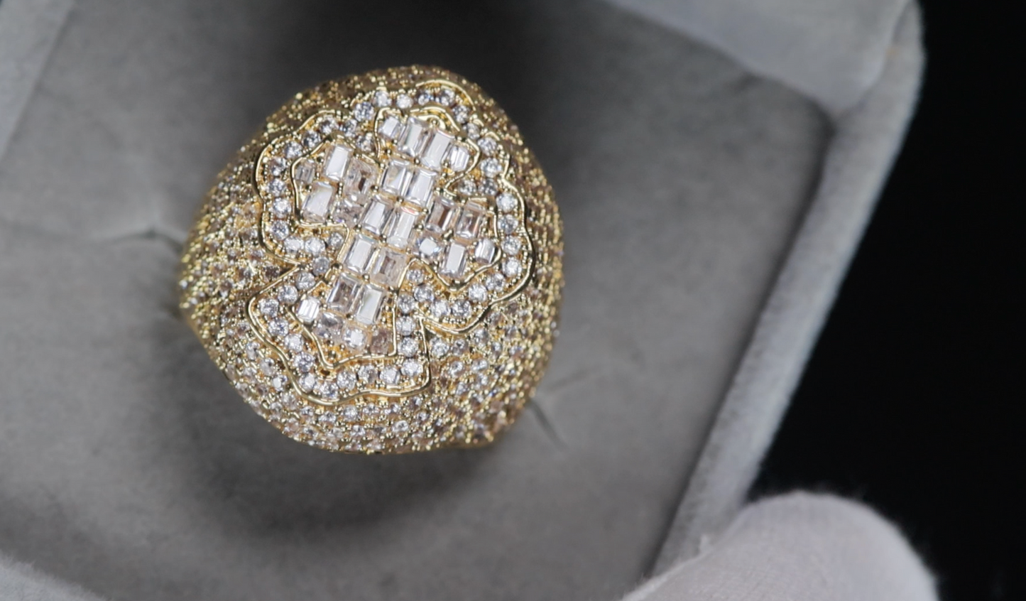 Gold Diamond Cross Ring