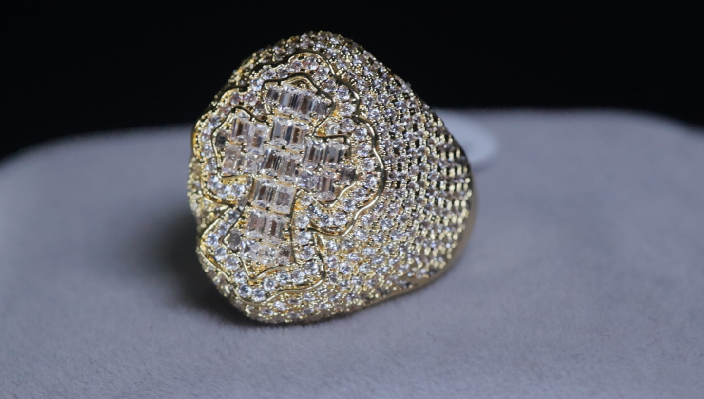 Gold Diamond Cross Ring