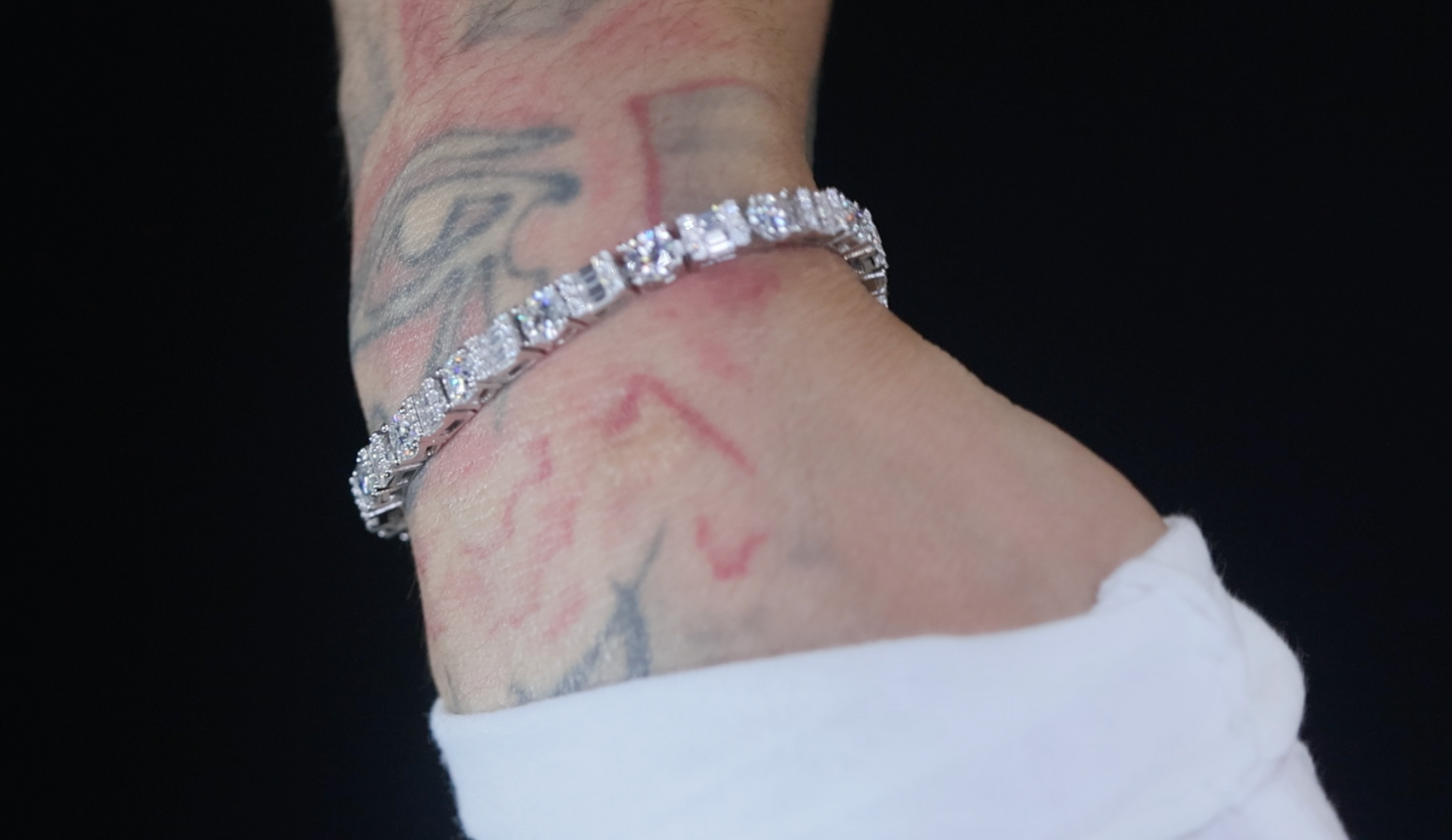 Moissanite Bracelet | Moissanite Baguette Bracelet | Tennis Bracelet