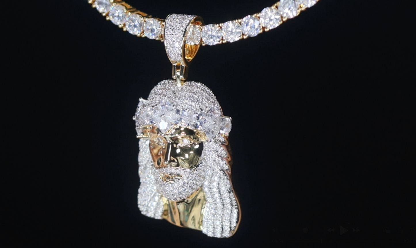 Gold Jesus Face Pendant