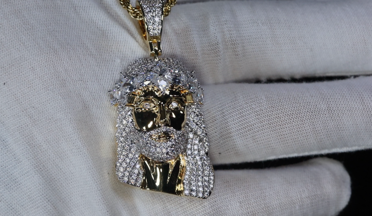 Gold Jesus Face Pendant