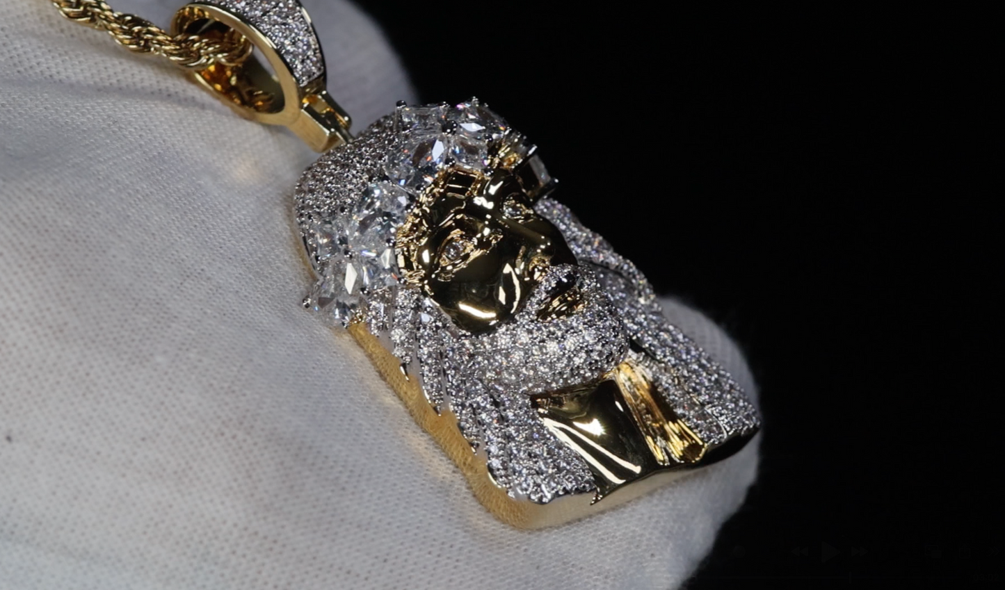 Gold Jesus Face Pendant