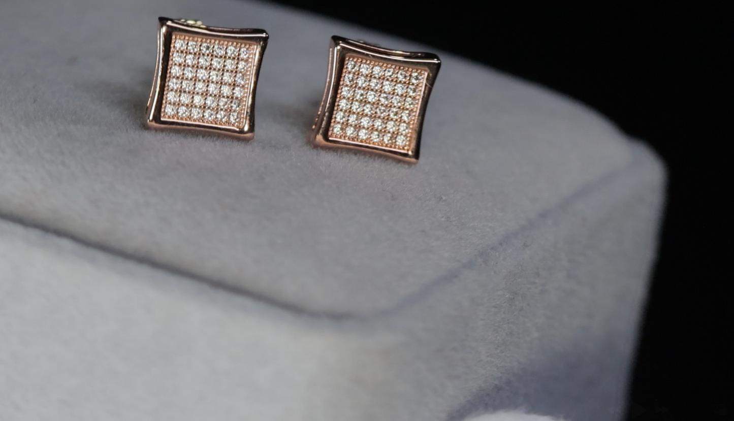 Mens Rose Gold Out Iced Earrings
