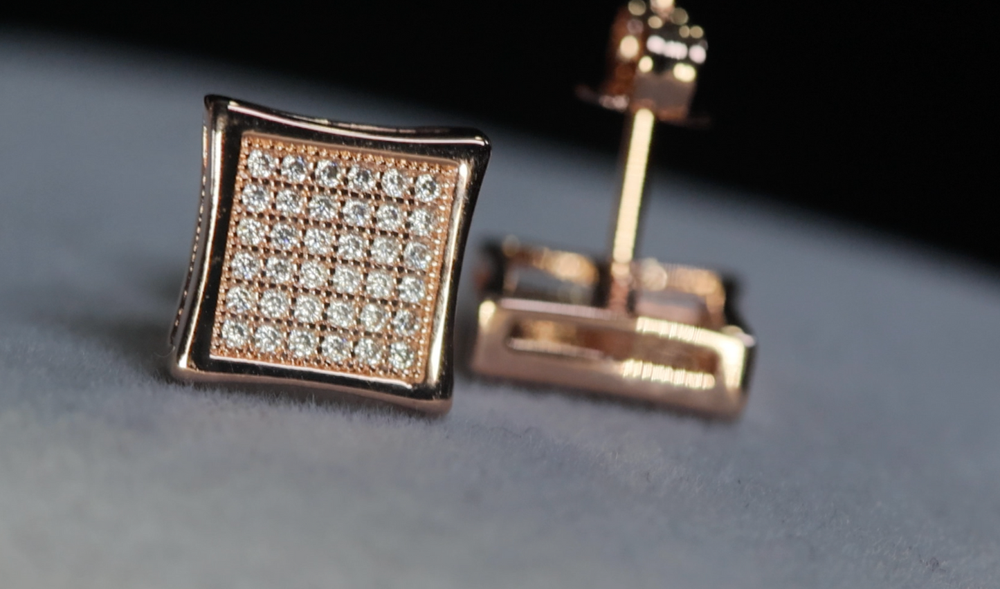 Mens Rose Gold Out Iced Earrings