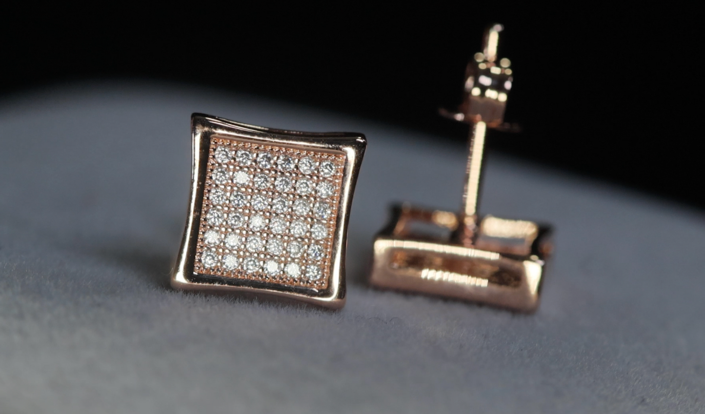 Mens Rose Gold Out Iced Earrings