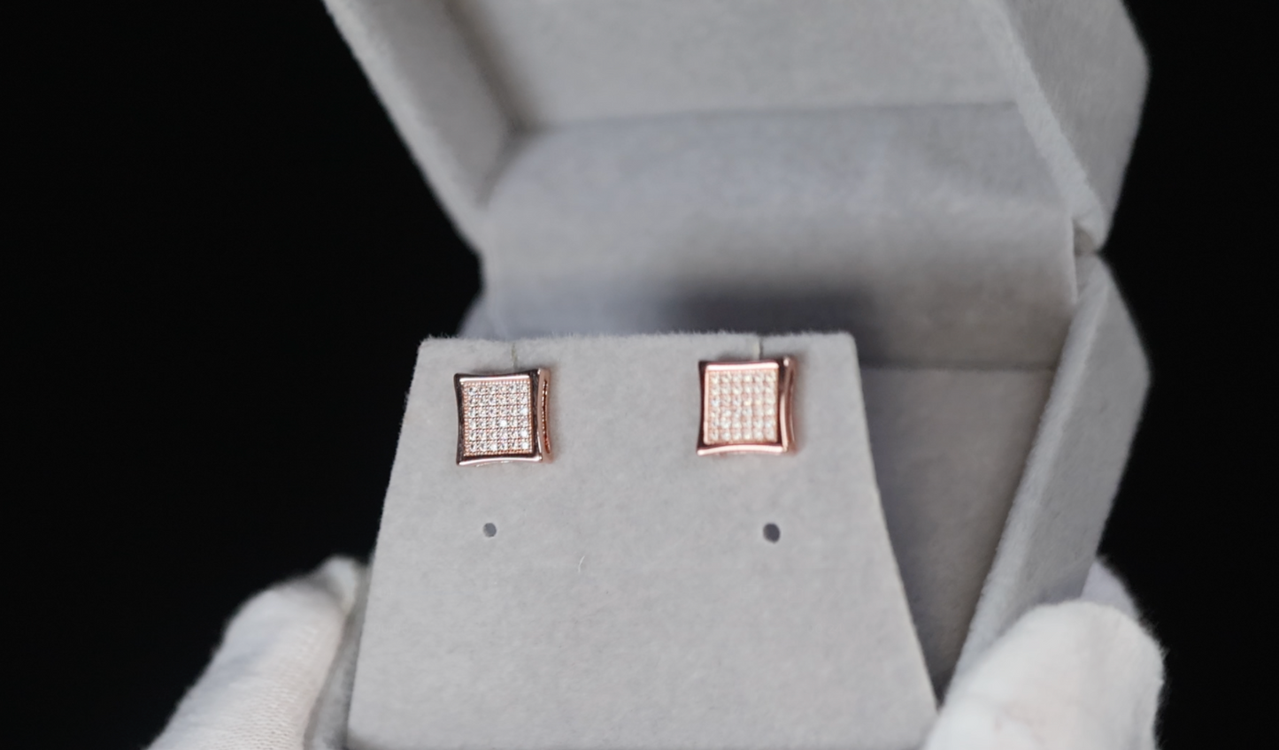 Mens Rose Gold Out Iced Earrings