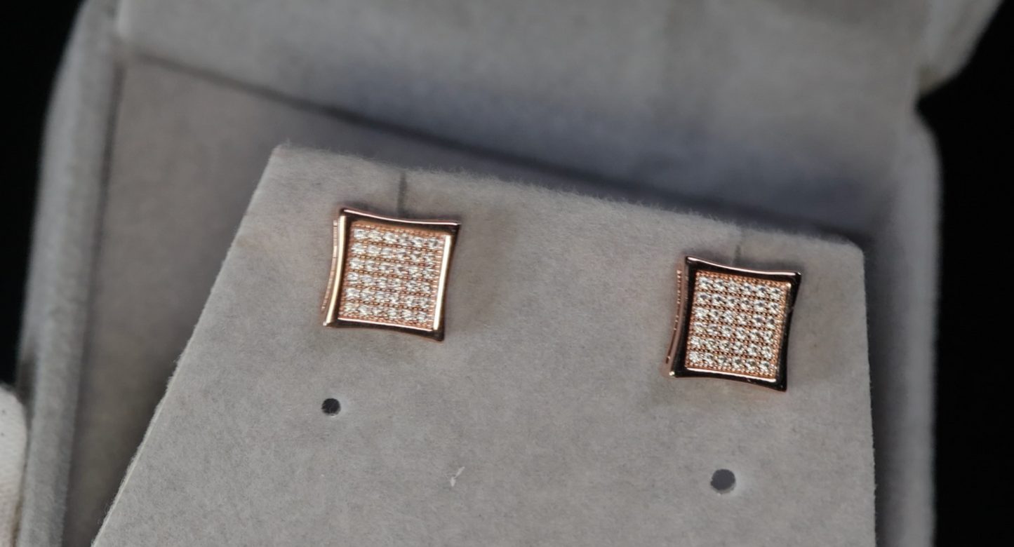 Mens Rose Gold Out Iced Earrings