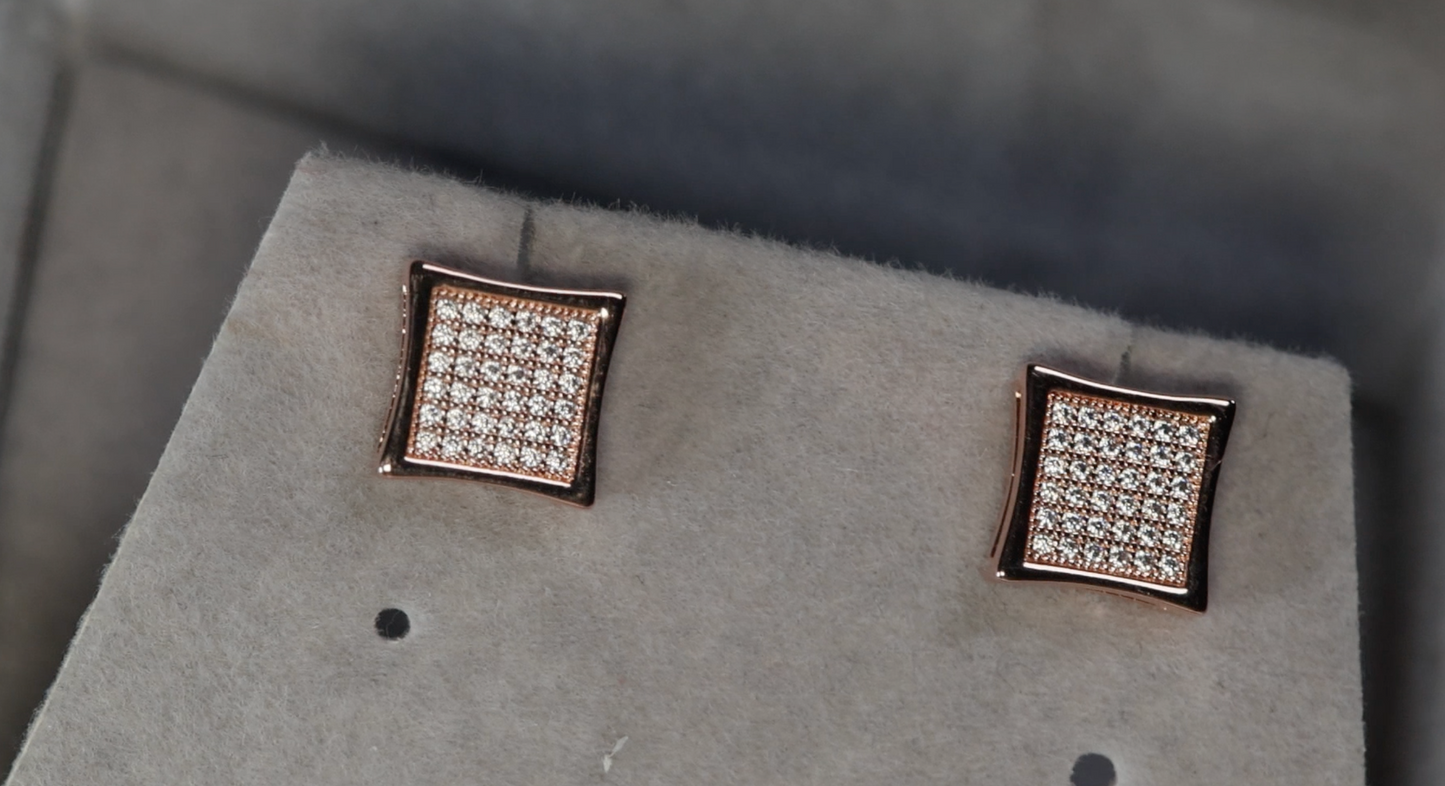 Mens Rose Gold Out Iced Earrings