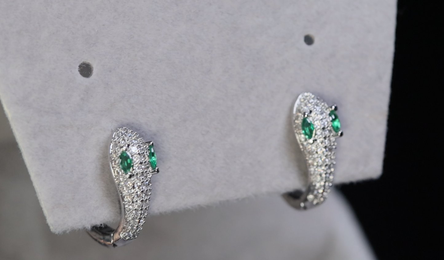 Diamond Snake Earrings | Snake Hoop Earrings | Snake Earrings