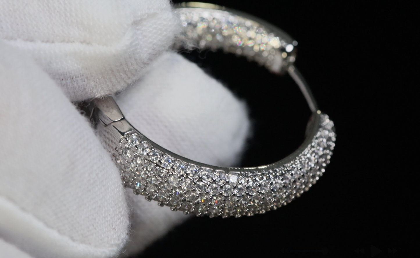 Women's Silver Diamond Hoop Earrings | Big Diamond Hoop Earrings