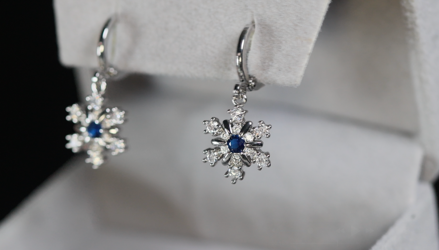 Snowflake Diamond Earrings | Snowflake Earrings | Hoop Earrings