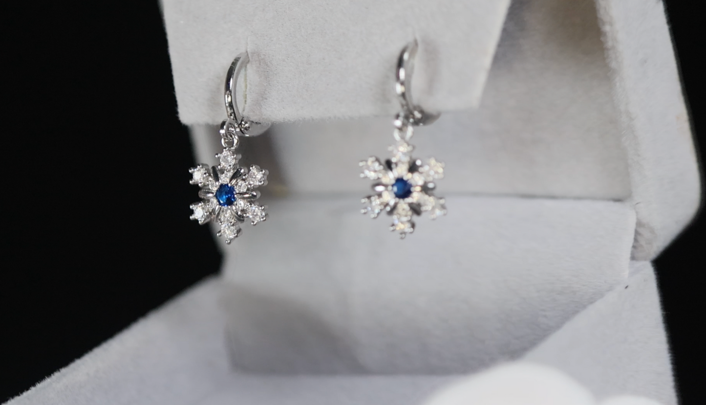 Snowflake Diamond Earrings | Snowflake Earrings | Hoop Earrings