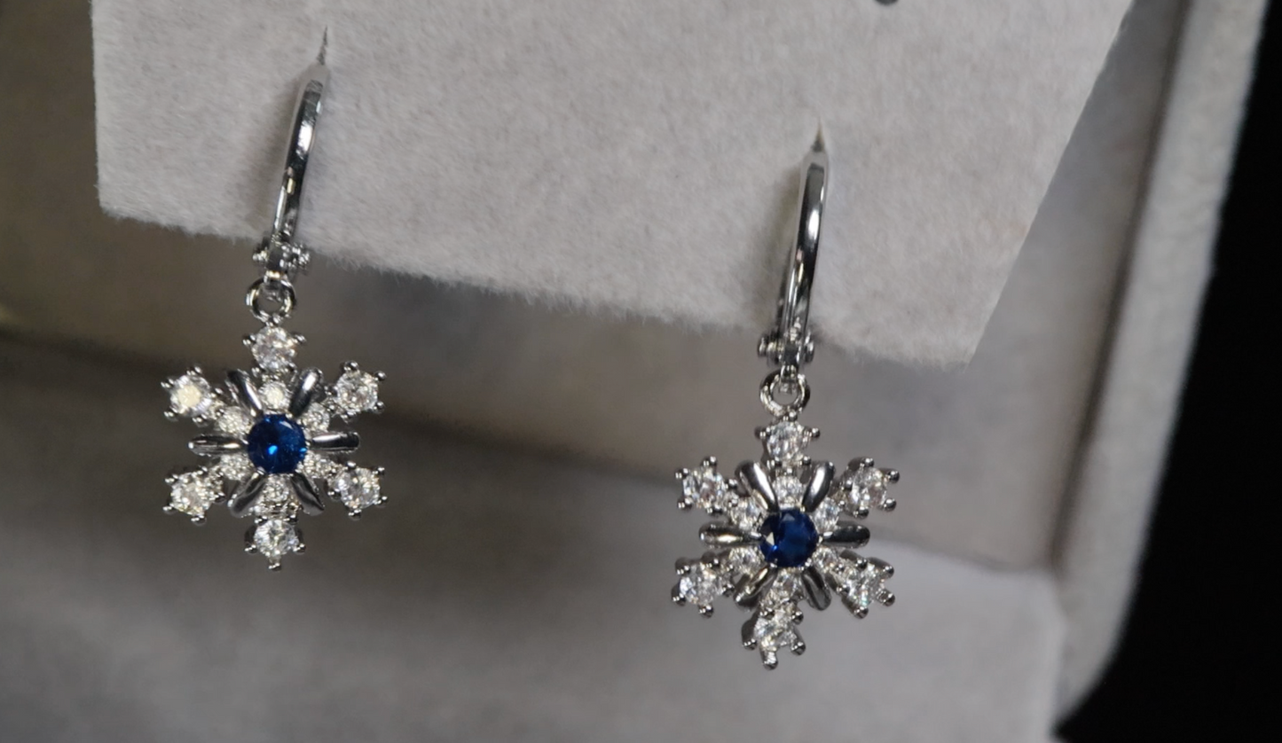 Snowflake Diamond Earrings | Snowflake Earrings | Hoop Earrings