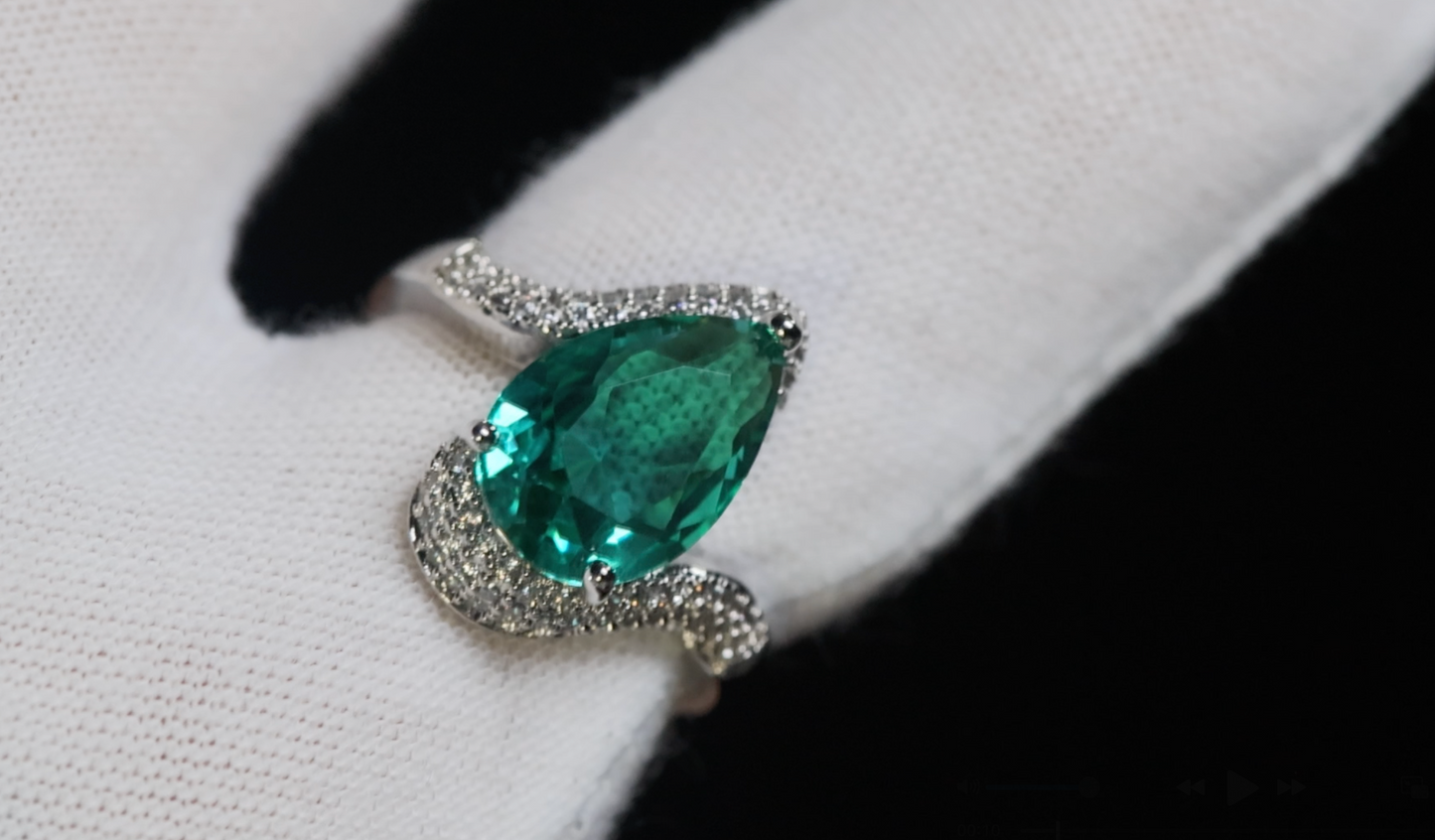 Green Pear Cut Diamond Ring