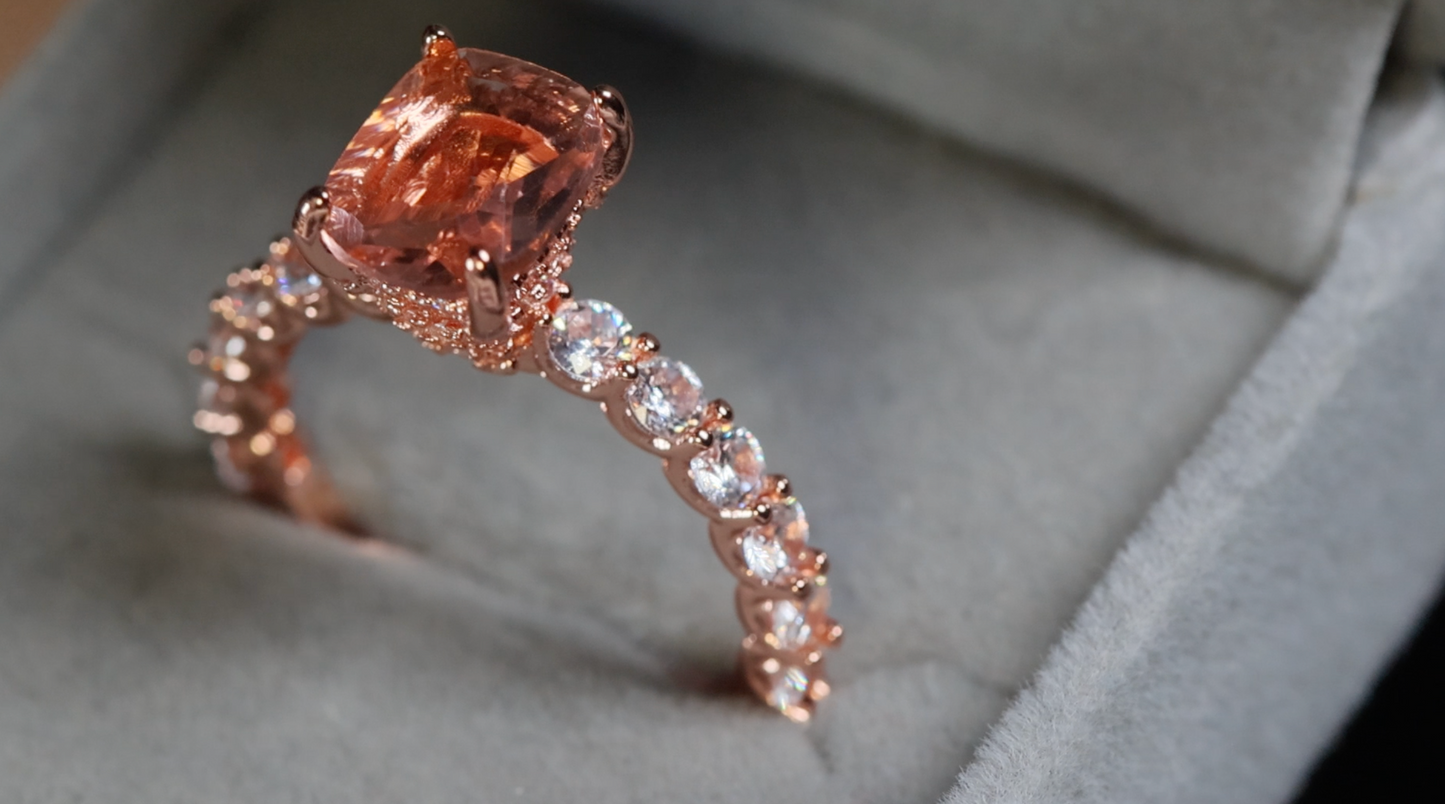 Rose Gold Engagement Ring | Rose Gold Champagne Diamond Ring