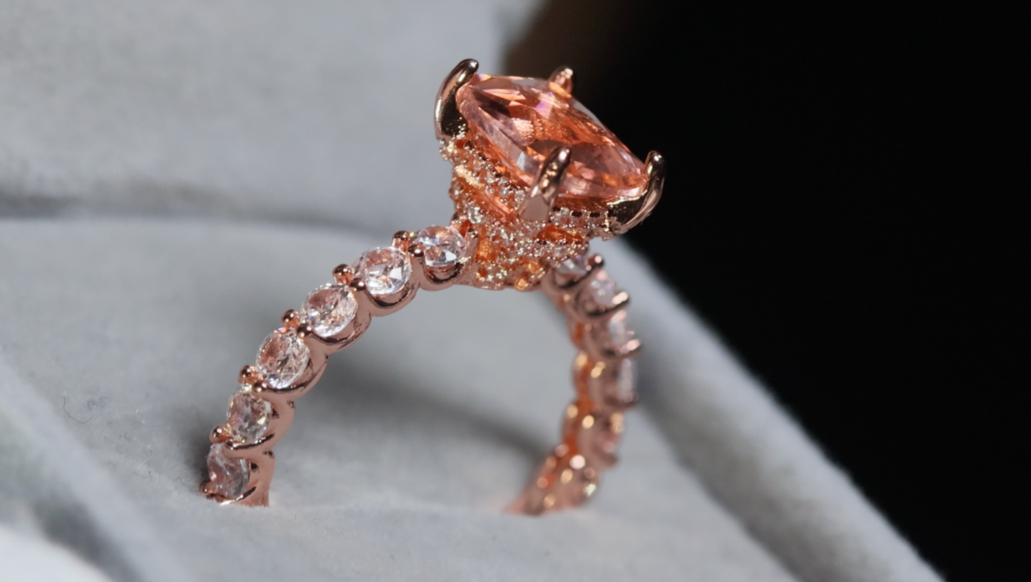 Rose Gold Engagement Ring | Rose Gold Champagne Diamond Ring