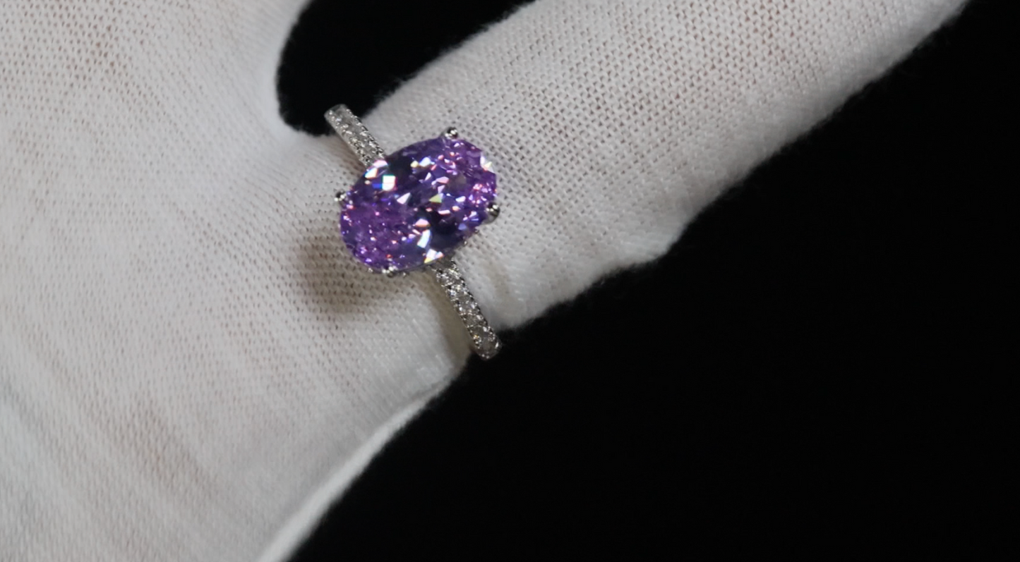 Purple Diamond Engagement Ring | Purple Oval Diamond Ring