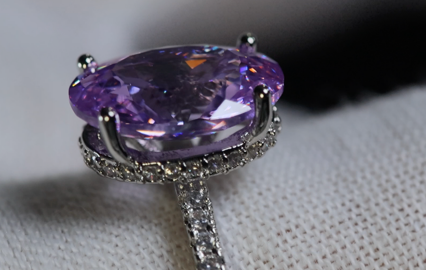 Purple Diamond Engagement Ring | Purple Oval Diamond Ring