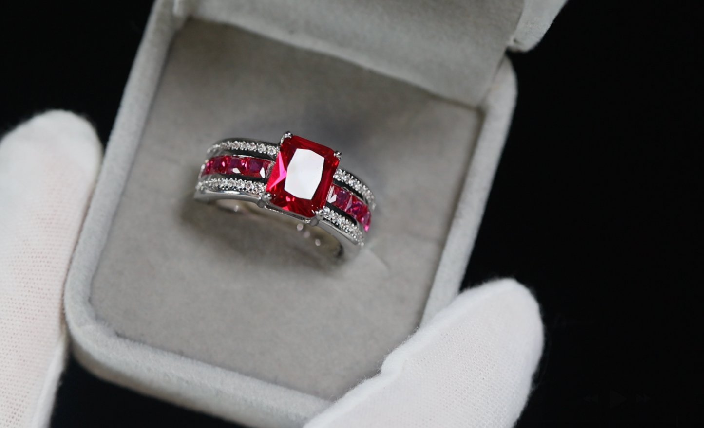 Red Gemstone Ring | Red Diamond Ring | Red Blue Diamond Ring