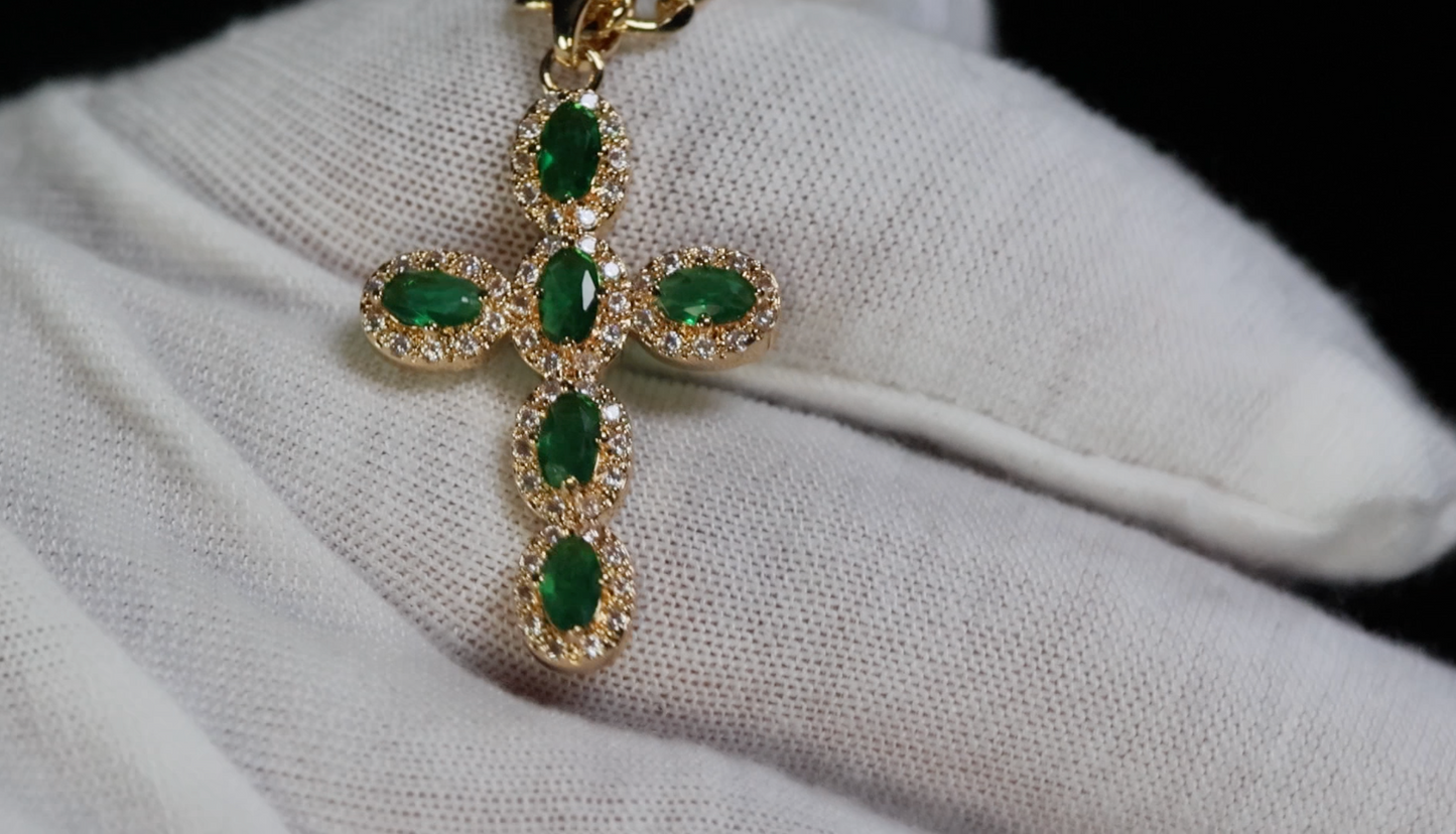 Green Diamond Cross Pendant
