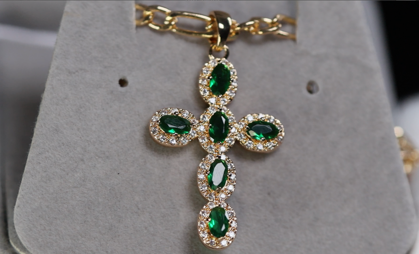 Green Diamond Cross Pendant