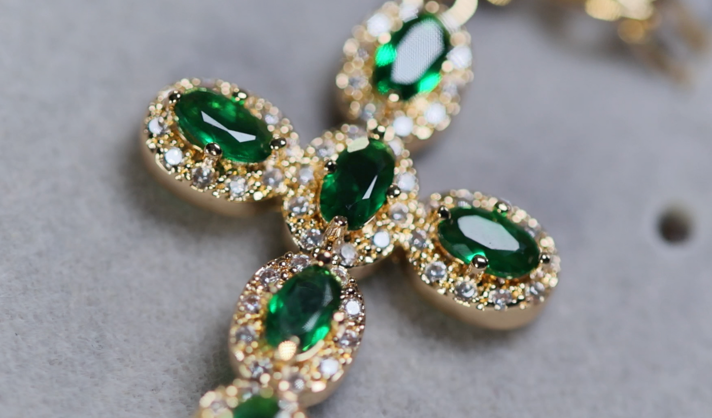Green Diamond Cross Pendant