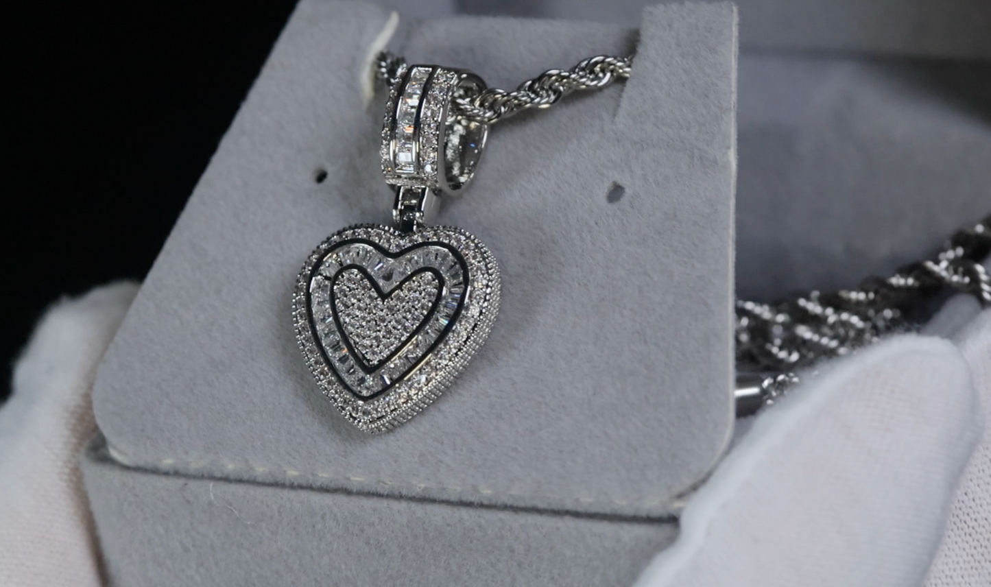Baguette Diamond Heart Pendant