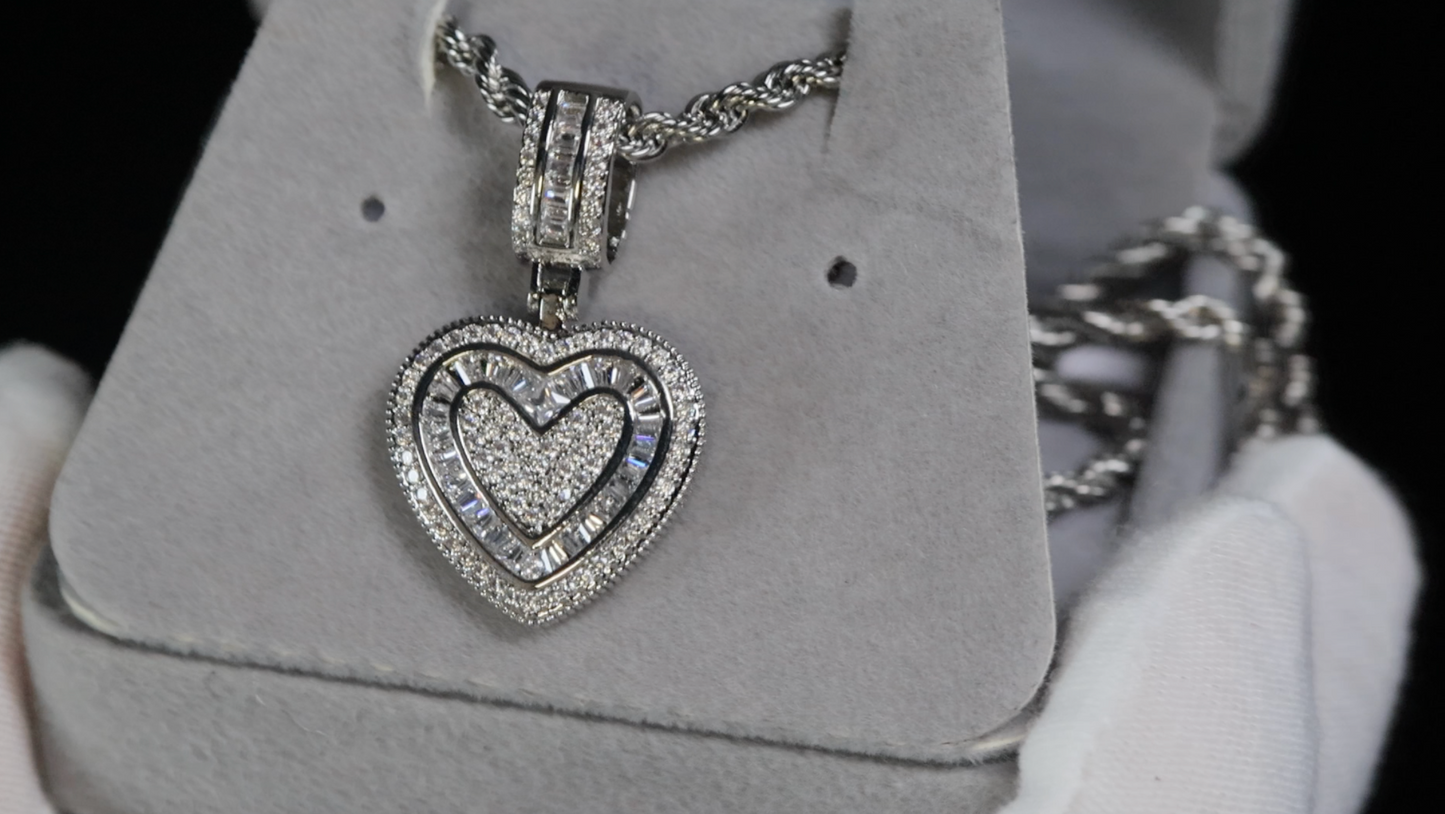 Baguette Diamond Heart Pendant