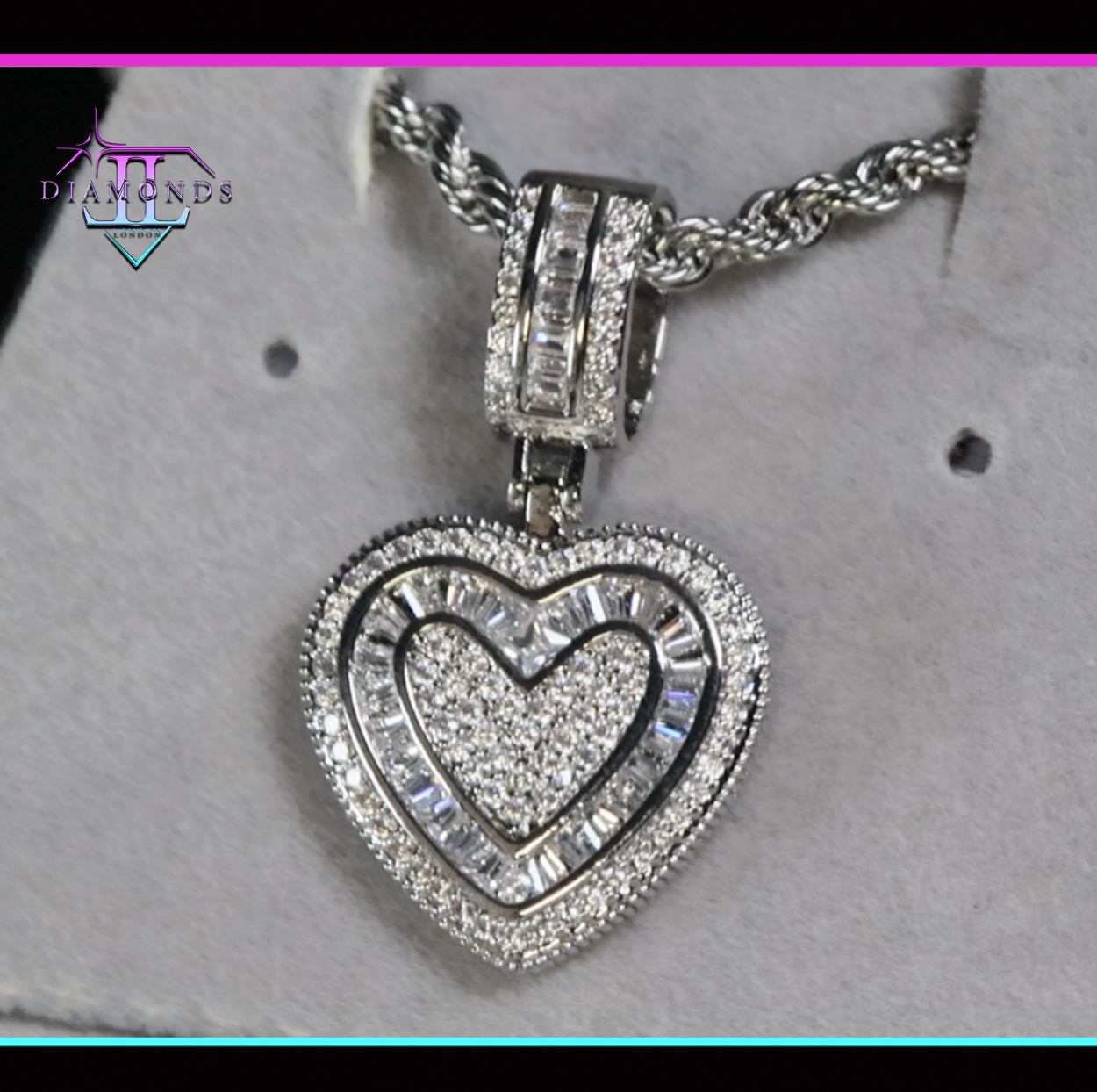 Baguette Diamond Heart Pendant