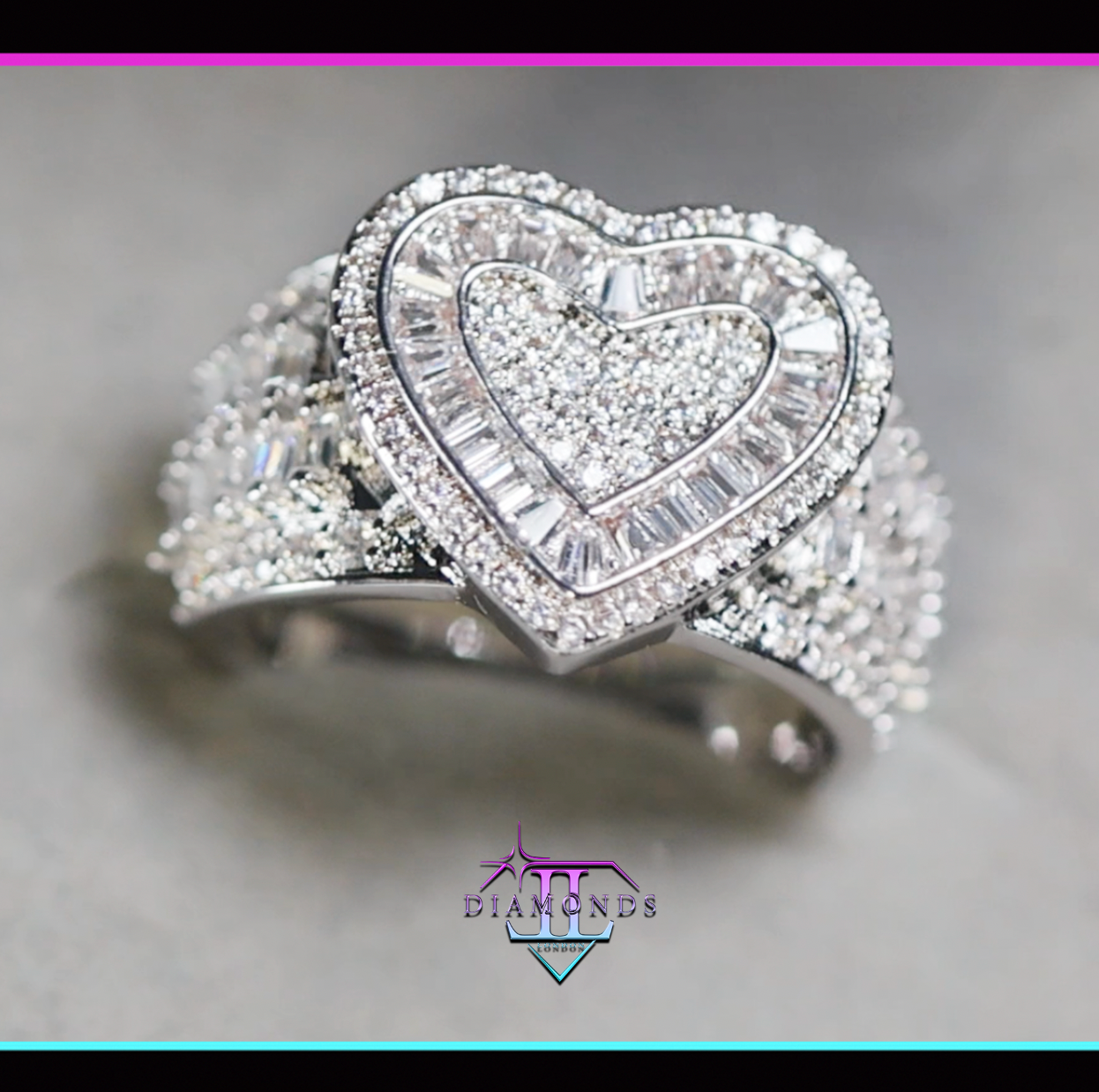 Silver Diamond Heart Ring