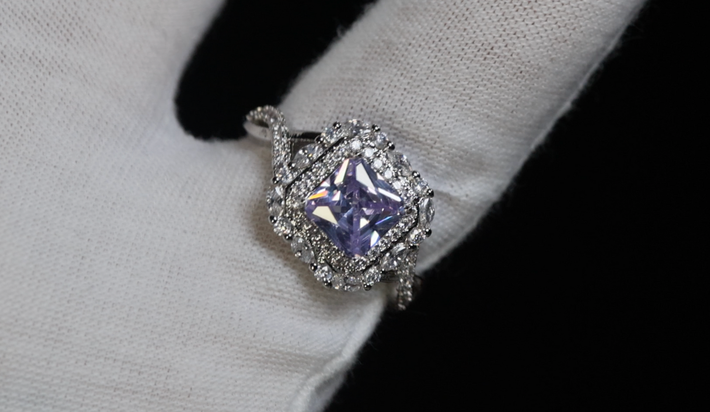 Purple Princess Cut Diamond Ring