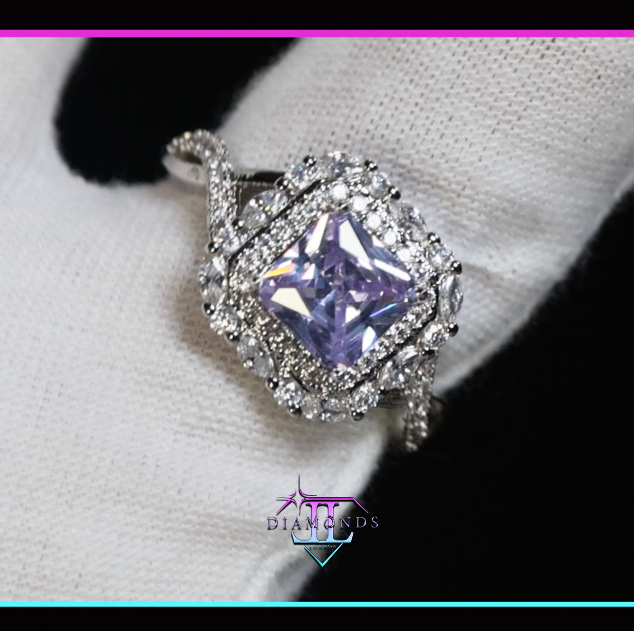 Purple Princess Cut Diamond Ring
