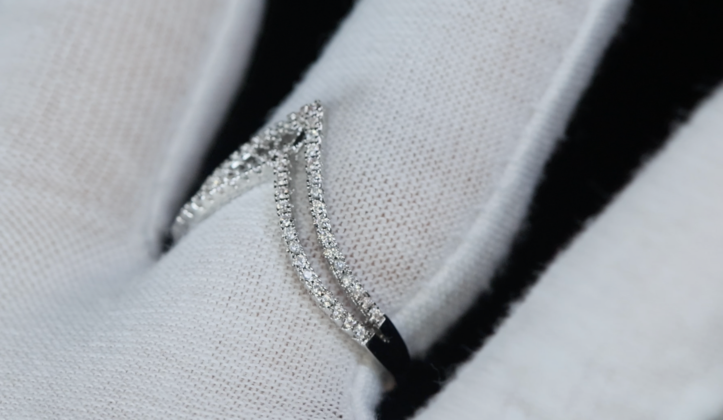 Silver Diamond Wishbone Ring