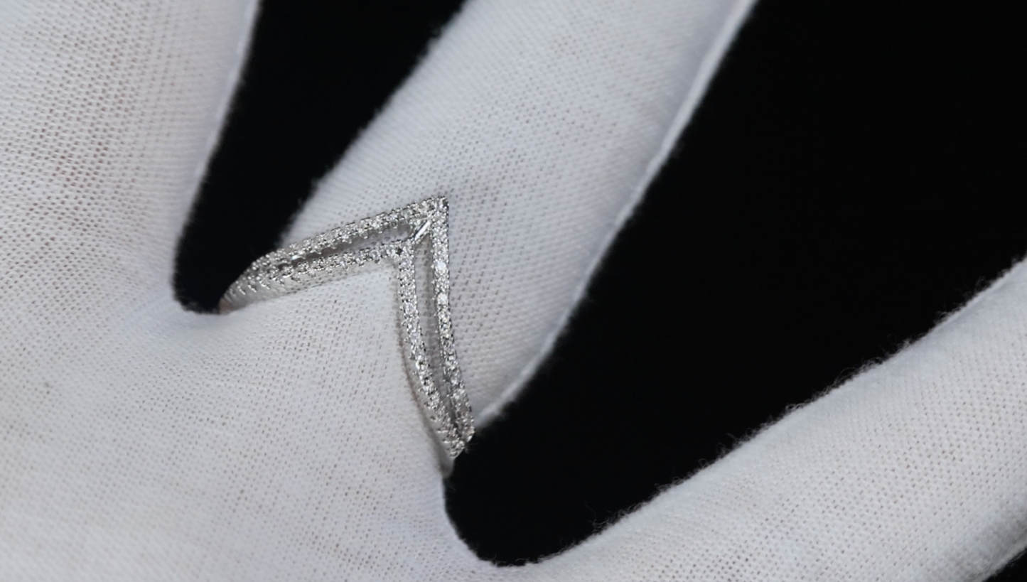 Silver Diamond Wishbone Ring